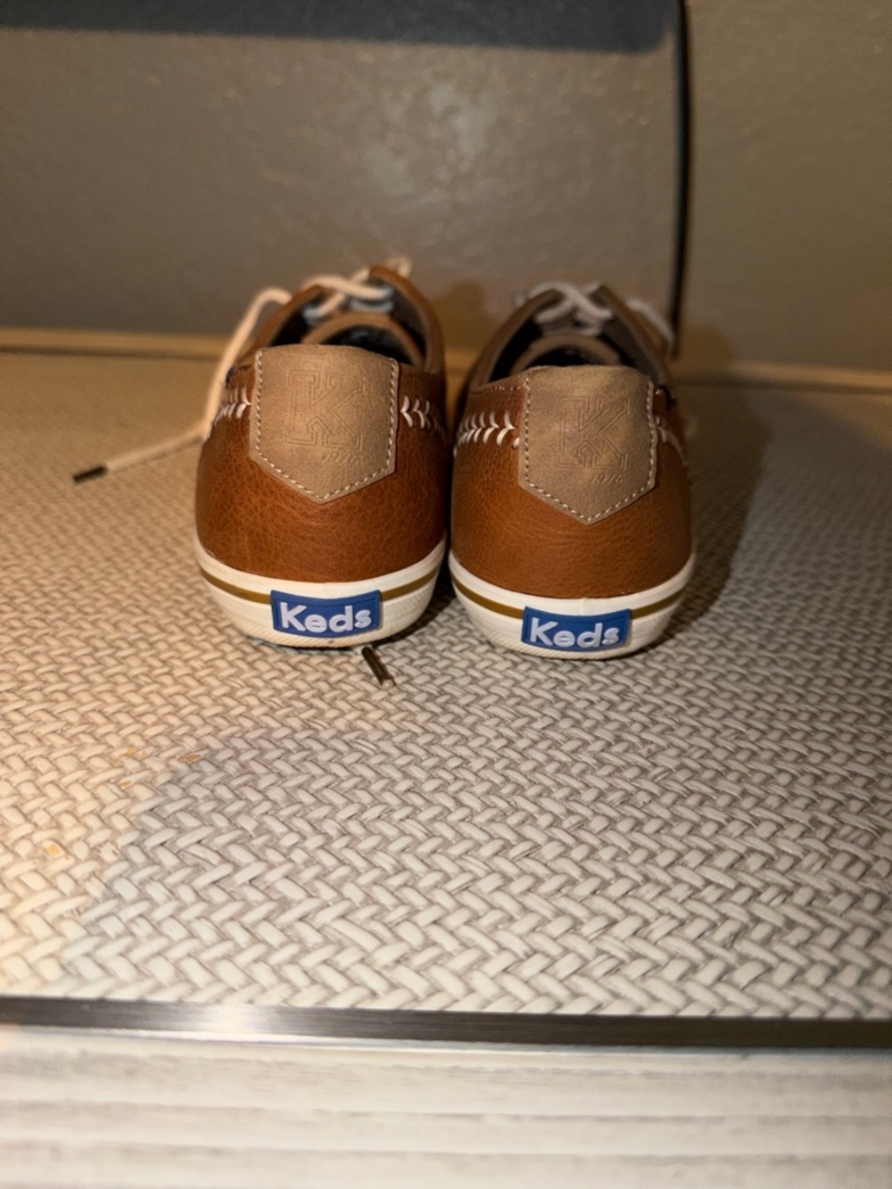 Keds Women's Tan Leather Boat Shoes with White Laces - Picture 4 of 6